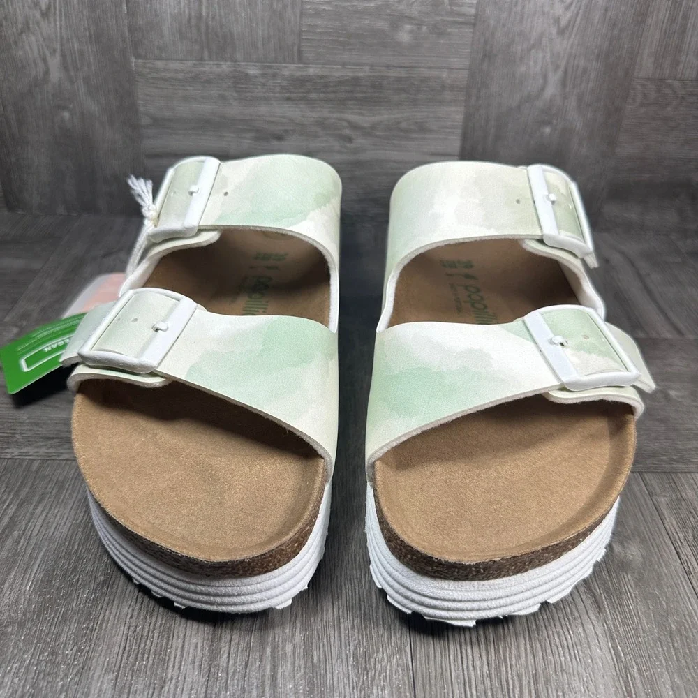 Papillio Arizona Platform Sandals Womens 8 Green Watercolor Vegan NEW